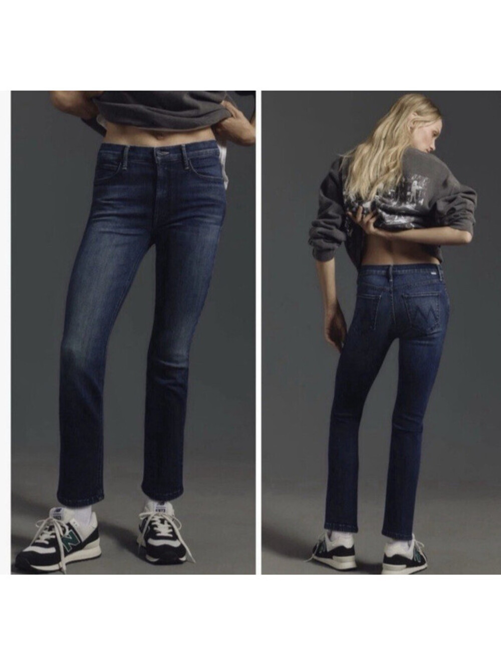 Mother the Mid Rise Dazzler Ankle Jeans Heirloom 29 Blue Denim Dark Wash Stretch